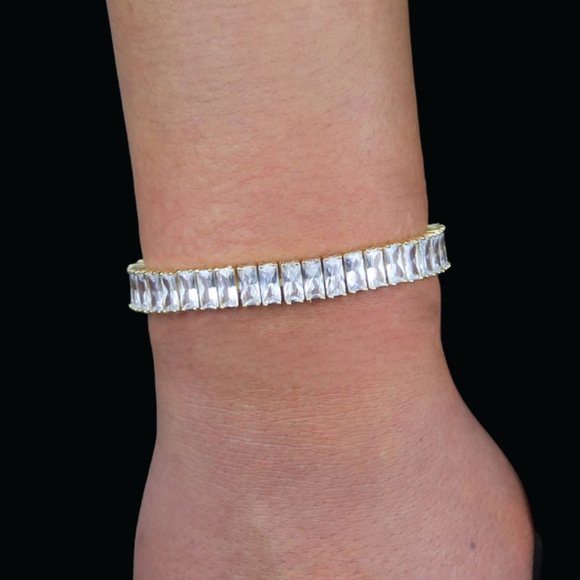 8MM Bling Baguette Diamond Clean Cut Bracelet - Picture 5 of 6